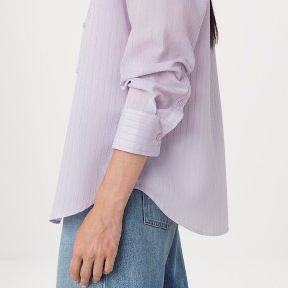 Frank And Oak The Textured Sheer Shirt in Lilac Size XSXS - Picture 2 of 3